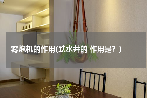 雾炮机的作用(跌水井的 作用是？)
